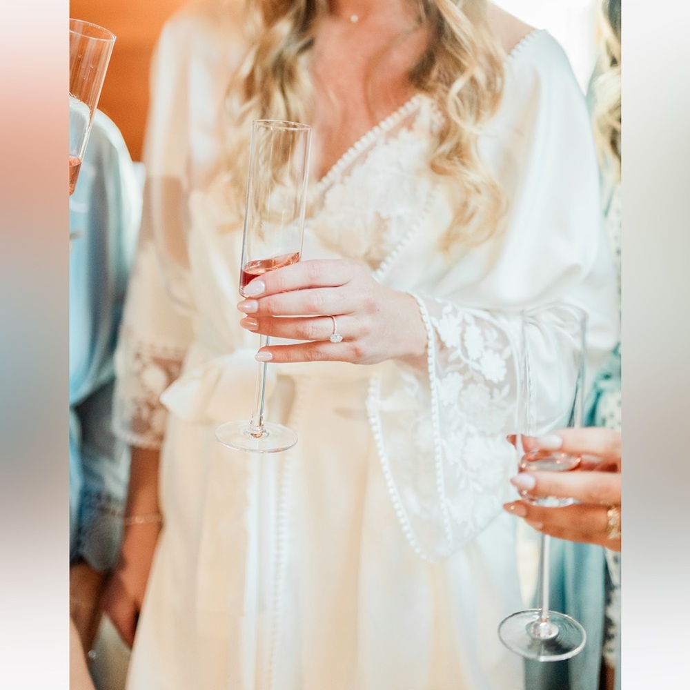 Bride Getting Ready 2 piece set - Flora Nikrooz Cream Lace Trim Robe and dress